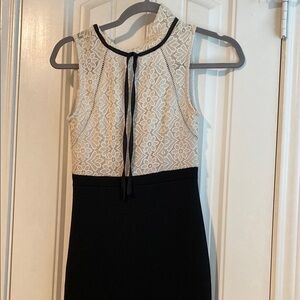 Cream and Black Sequin Tie Front Midi Dress